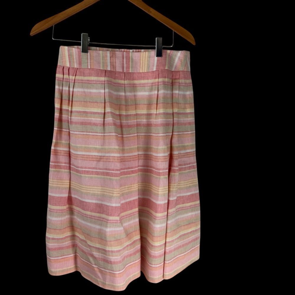 Brooks Brothers 346 Women's Pink Linen Woven Horizontal Stripe‎ Skirt Sz 6